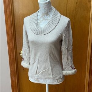 Urchin sweater with fur tipped sleeves. Size M
